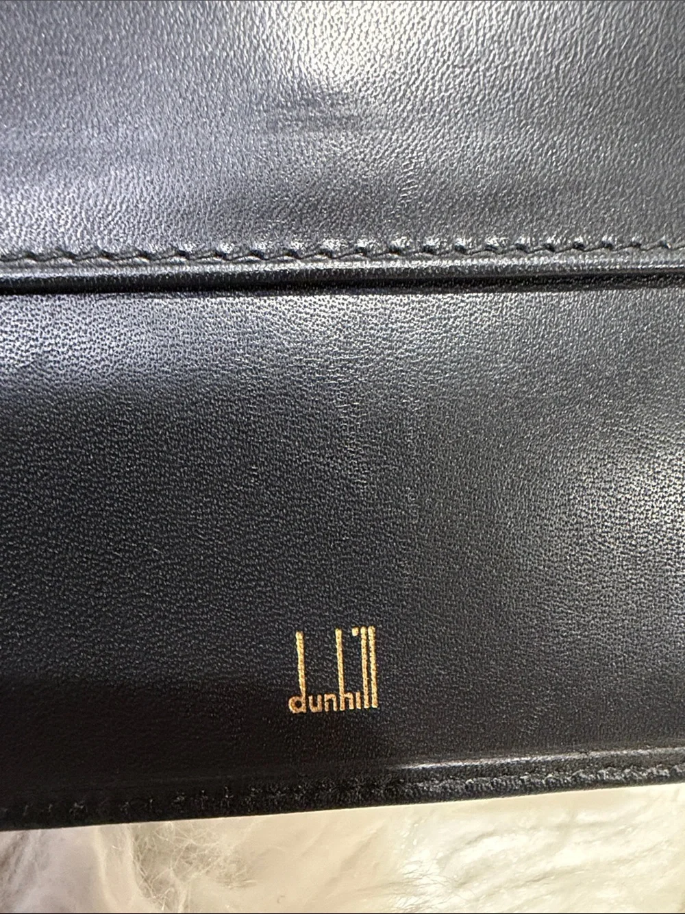 DUNHILL Black Leather Bifold Wallet with Gold Accents
